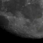 Close up with the MN190 reflector telescope and the ASI120MC planetary camera in October 2022. Mare Tranquillitates to the right and the circular Mare Crisium to the left. The Moon