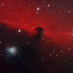 IC 434, Horsehead nebula photographed with RC8" reflector telescope and ASI2600MC color camera in Stuvsta, February 2023.
25*3 min exposure with IDAS LPS D2 light pollution filter. IC 434, Horsehead nebula