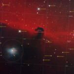 IC 434, Horsehead nebula photographed with RC8" reflector telescope and ASI2600MC color camera in Stuvsta, February 2023.
25*3 min exposure with IDAS LPS D2 light pollution filter. IC 434, Horsehead nebula