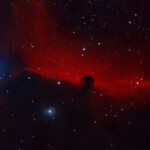 IC 434, Horsehead nebula photographed with APO107 telescope and Atik 360EX monochrome CCD camera in Stuvsta, December 2019.
3*8min RGB each + 11*4min Ha filter. IC 434, Horsehead nebula