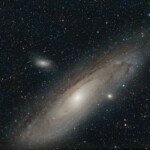 Andromeda galaxy, M31.
42min exposure with APO107 refractor and Nikon D800
in Åva, October 2016 M31, M32 and M110