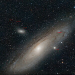 Andromeda galaxy, M31.
42min exposure with APO107 refractor and Nikon D800
in Åva, October 2016 M31, M32 and M110