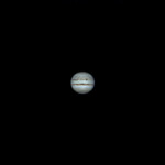 Jupiter with MN190 reflector telescope and ASI 120MC color camera in Stuvsta October 2022. Exposure was 25s and 2x Barlow lens. The moon Io is seen in front of Jupiter and Ganymedes to the far right. Jupiter