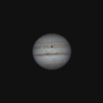 Jupiter with MN190 reflector telescope and ASI 120MC color camera in Stuvsta October 2022. Exposure was 20s with 5x Barlow lens. The moon Io is seen in front of Jupiter. Jupiter