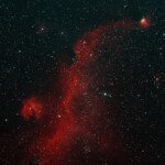 IC 2177 is a region of nebulosity that lies along the border between the constellations Monoceros and Canis Major. It is a roughly circular H II region centered on the Be star HD 53367.
The name Seagull Nebula is sometimes applied by amateur astronomers to this emission region, although it more properly includes the neighboring regions of star clusters, dust clouds and reflection nebulae. This latter region includes the open clusters NGC 2335 and NGC 2343.
NGC 2327 is located in IC 2177. It is also known as the Seagull's Head, due to its larger presence in the Seagull nebula.
Photographed with APO 94mm and ASI 2600MC color camera at Hammarby gård in February 2022. Exposure was 26*3min with IDAS NB1 narrowband filter. The nebula stands low in the south, just some 15 degrees above the horizon. IC 2177, Seagull Nebula