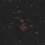 The Perseus cluster (Abell 426) is a cluster of galaxies in the constellation Perseus. It has a recession speed of 5,366 km/s and a diameter of 863. It is one of the most massive objects in the known universe, containing thousands of galaxies immersed in a vast cloud of multimillion-degree gas.
Photographed with APO 107mm refractor telescope and ASI 2600MC color camera in Stuvsta, October 2022. Exposure was 30*3min with IDAS LPS D2 light pollution filter. NGC 1275, Perseus cluster