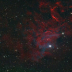 IC 405, Flaming Star Nebula, photographed with RC 8" reflector telescope and ASI 2600 MC color CMOS camera in Stuvsta, February 2024. Exposure time was 40*3 min with IDAS LPS P3 light pollution filter. IC 405 Flaming Star Nebula