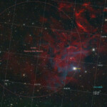 IC 405, Flaming Star Nebula, photographed with RC 8" reflector telescope and ASI 2600 MC color CMOS camera in Stuvsta, February 2024. Exposure time was 40*3 min with IDAS LPS P3 light pollution filter. IC 405 Flaming Star Nebula