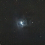 NGC 7023, the Iris Nebula, photographed with the RC8 reflector telescope and the ASI 2600MC CMOS color camera in Stuvsta, December 10th, 2024. Exposure was 30 * 3 min with IDAS HEUIB filter and I used the new AM5 mount from ZWO for the first time with this telescope. Post-processed in Pixinsight and Photoshop. NGC 7023, Iris Nebula
