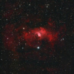 Photographed with the RC8" reflector telescope and the ASI 2600MC CMOS color camera in Stuvsta, December 12th, 2024. Exposure was 29 * 3 min and 20 * 4 min with IDAS LPS D2 lihgt pollution filter in bright moonlight. Post-processing in Pixinsight. NGC 7635, Bubble Nebula