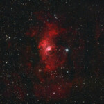 Photographed with the RC8" reflector telescope and the ASI 2600MC CMOS color camera in Stuvsta, December 12th, 2024. Exposure was 29 * 3 min and 20 * 4 min with IDAS LPS D2 lihgt pollution filter in bright moonlight. Post-processing in Pixinsight. NGC 7635, Bubble Nebula