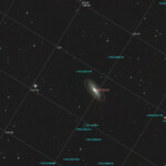 Photographed with RC8 reflector telescope and ASI 2600MC color camera in Åva, April 2023. Exposure was 32*1 min with HEUIB filter and bin 2*2 NGC 5005