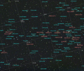 Photographed with the RC8" reflector telescope and ASI 2600MC CMOS color camera in Stuvsta, January 4th, 2025. Exposure was 30 * 3 min with HEUIB filter and bin 2x2. There was 10% moon and the temperature was -8 centigrade. Postprocessing in Pixinsight. Galaxy Cluster ACO 426