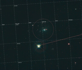 IC 348 is a star-forming region in the constellation Perseus located about 1,000 light years from the Sun. It consists of nebulosity and an associated 2-million-year-old cluster of roughly 400 stars within an angular diameter of 20″. The most massive stars in the cluster are the binary star system BD+31°643, which has a combined spectral class of B5. Based upon infrared observations using the Spitzer Space Telescope, about half of the stars in the cluster have a circumstellar disk, of which 60% are thick or primordial disks.
Photographed with the RC8" reflector telescope and the ASI 2600MC color CMOS camera in Stuvsta, February 19th, 2025. Exposure was 30*2 min with IDAS GNB narrowband filter. Postprocessing in Pixinsight. IC 348