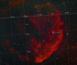 Photographed with the RC8" reflector telescope and the ASI 2600MC color CMOS camera in Stuvsta, March 14th 2025. Exposure was 30*3 min + 23*4 min with IDAS GNB filter. Post-processing in Pixinsight. 100% full moon during most of the exposure. IC 443 - Jellyfish Nebula