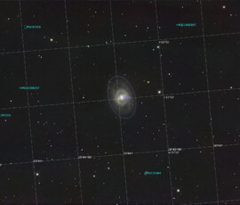 Photographed with the RC8" reflector telescope and the ASI 2600MC color CMOS camera in Stuvsta, March 20th 2025. Exposure was 29*3 min with IDAS LPS D2 filter. Post-processing in Pixinsight. No moon visible. M95