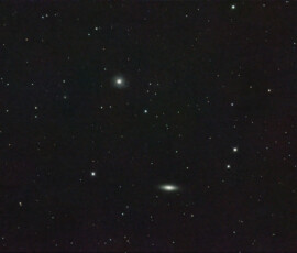 Photographed with the RC8" reflector telescope and the ASI 2600MC color CMOS camera in Stuvsta, April 7th, 2025. Exposure was 20*3 min with IDAS LPS D2 filter. Post-processing in Pixinsight. Half moon and no wind. NGC 4041 and NGC 4036