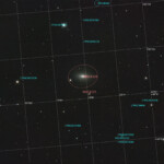 Photographed with the RC8" reflector telescope and the ASI 2600MC color CMOS camera in Stuvsta, April 7th, 2025. Exposure was 27*3 min with IDAS LPS D2 filter. Post-processing in Pixinsight. Half moon and no wind.
The triplet of galaxies PGC 2673330, PGC 2673270, and PGC 2673090 at the bottom all lies 2 billion light-years away! NGC 4125 and NGC 4121