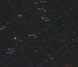 Galaxy cluster in Hercules photographed with the APO 107 mm refractor telescope and the ASI 2600MC CMOS color camera in Åva, September 23rd, 2025. Exposure was 11 * 3 min with IDAS HEUIB filter. Postprocesssing in Pixinsight with Blur XTerminator. ACO 2197