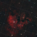 NGC 7822 photographed with the APO 107 mm refractor telescope and the ASI 2600MC CMOS color camera in Åva, October 1st, 2025. Exposure was 20 * 3 min with IDAS HEUIB filter. Postprocesssing in Pixinsight with Blur XTerminator. NGC 7822