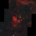 Three combined pictures of NGC 7822 photographed with the APO 107 mm refractor telescope and the ASI 2600MC CMOS color camera in Åva, October 1st, 2025. Exposure was 18 * 3 min + 20 * 3 min + 9 * 3 min with IDAS HEUIB filter. Postprocesssing in Pixinsight with Blur XTerminator. Picture combined with Star Alignment tool. NGC 7822