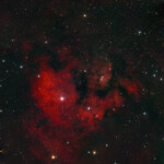 Three combined pictures of NGC 7822 photographed with the APO 107 mm refractor telescope and the ASI 2600MC CMOS color camera in Åva, October 1st, 2025. Exposure was 18 * 3 min + 20 * 3 min + 9 * 3 min with IDAS HEUIB filter. Postprocesssing in Pixinsight with Blur XTerminator. Picture combined with Merge Mosaic tool. NGC 7822