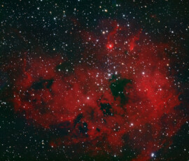 Photographed with the MN 190 mm reflector telescope and the Atik 360EX monchrome CCD camera in Stuvsta on December 27th, 2025. Exposure was 20 min for each of R, G, B, and L, and 40 min for Ha. Very strong winds made me use 1 min exposures only. Half moon up. Postprocessing in Pixinsight with Blur Xterminator and using the new VeraLux stretch routine. IC 410