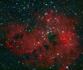 Photographed with the MN 190 mm reflector telescope and the Atik 360EX monchrome CCD camera in Stuvsta on December 27th, 2025. Exposure was 20 min for each of R, G, B, and L, and 40 min for Ha. Very strong winds made me use 1 min exposures only. Half moon up. Postprocessing in Pixinsight with Blur Xterminator and using the new VeraLux stretch routine. IC 410