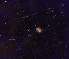 Photographed with the MN 190 mm reflector telescope and the Atik 360EX monchrome CCD camera in Stuvsta on December 20th, 2025. Exposure was 30 min for each of R, G, B, and L.. Guiding was poor, due to loose guide camera. Postprocessing in Pixinsight with Blur Xterminator and in Photoshop adding star spikes. NGC 7479