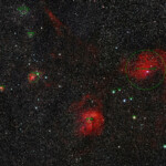 Mosaic of 4 pictures, each photographed with the APO 94 mm refractor telescope and the ZWO ASI 2600MC CMOS color camera on February 3rd, 2026 in Åva. Exposure was 10 * 3 min for each of the 4 pictures. The first two pictures were taken without Moon, the second two with full Moon up. Postprocessing and combination done in Pixinsight. IC 405, IC 417 and NGC 1931