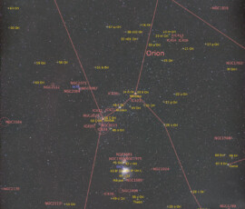 Part of the Orion constellation photographed with the Nikon D800 DSLR and the 85 mm lens at f 2.8 in Åva, February 7th 2026. Exposure was 20 * 30 s. The camera was mounted on the AstroTrac TT320X mount. Temperature was -7 centigrade and the moon was below the horizon. Orion