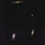 Mosaic of two images photographed with the RC8" reflector and the ASI 2600MC color CMOS camera in Stuvsta, April 10th and 11th, 2026. Exposure was 30*3 min with IDAS LPS P3 filter. Postprocessing in Pixinsight. The Leo Triplet