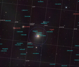 Photographed with the RC8" reflector and the ASI 2600MC color CMOS camera in Stuvsta, April 11th, 2026. Exposure was 22*3 min with IDAS LPS P3 filter. Postprocessing in Pixinsight. M87 Virgo A, NGC 4476, and NGC 4478