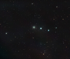 Photographed with the RC8" reflector and the ASI 2600MC color CMOS camera in Stuvsta, March 31st, 2026. Exposure was 30*3 min with IDAS LPS P3 filter. Postprocessing in Pixinsight and Photoshop. NGC 2419